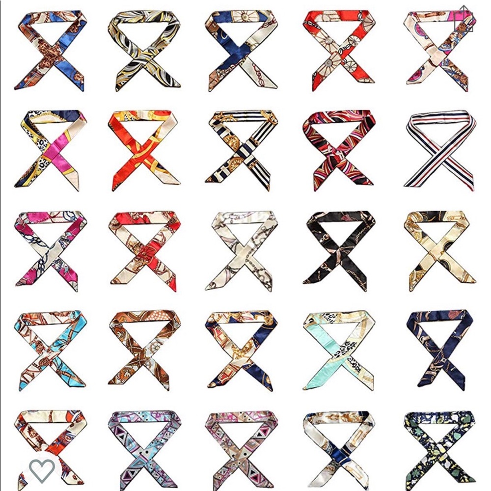 Satin print scarves.